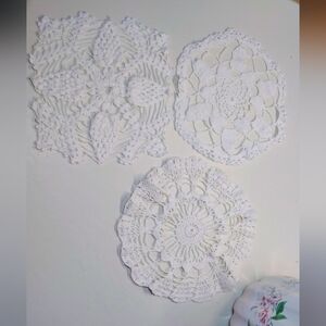White Crochet Doilies Set of Three